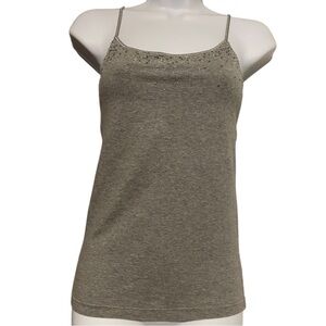 Aeropostale Womens Size S Y2K Beaded Grey Spaghetti Strap Cami Tank Top EUC